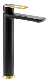 Abode Levarto Tall Basin Mixer - Matt Black & Brass