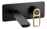 Abode Levarto Wall Mounted Basin/Bath Mixer - Matt Black & Brass
