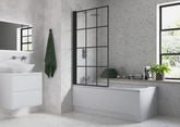800x1500mm Single Straight Bath Screen (6mm) - Black Framed
