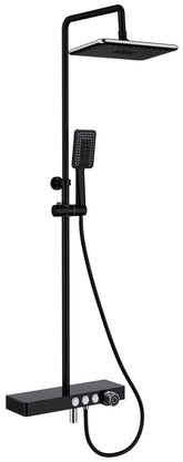 Vema Thermostatic Shower Column w/Fixed Head Riser Shelf & Foot Wash - Black