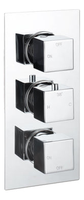 Colne Thermostatic Two Outlet Triple Shower Valve - Chrome