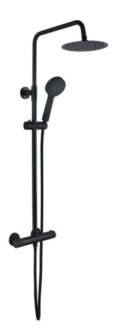 Round Thermostatic Bar Mixer w/Riser Kit - Matt Black