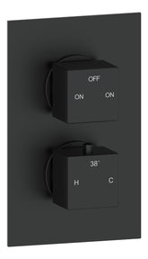 Colne Thermostatic Two Outlet Twin Shower Valve - Matt Black