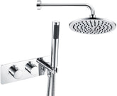 Lune Shower Pack One - Two Outlet Twin Shower Valve w/Handset & ABS Overhead - Chrome