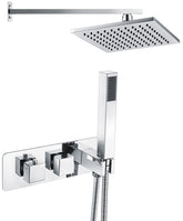 Lymington Shower Pack One - Two Outlet Twin Shower Valve w/Handset & ABS Overhead - Chrome