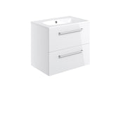 Volga 610mm Wall Hung 2 Drawer Basin Unit & 1TH Thin Edge Basin - White Gloss