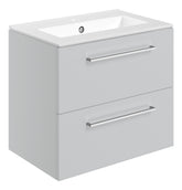 Volga 610mm Wall Hung 2 Drawer Basin Unit & 1TH Thin Edge Basin - Grey Gloss