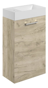 Volga 410mm Wall Hung 1 Door Basin Unit & 1TH Basin - Oak