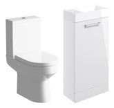 Volga 410mm F/S Basin Unit & C/C Toilet Pack - White Gloss