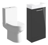 Volga 410mm F/S Basin Unit & C/C Toilet Pack - Anthracite Gloss