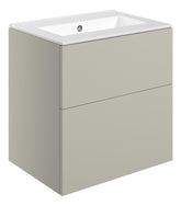 Stour 610mm Wall Hung 2 Drawer Basin Unit & 0TH Basin - Matt Latte