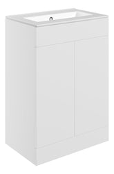 Stour 610mm Floor Standing 2 Door Basin Unit & 0TH Basin - Matt White