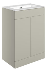 Stour 610mm Floor Standing 2 Door Basin Unit & 0TH Basin - Matt Latte