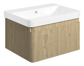 Kubes 605mm Wall Hung 1 Drawer Basin Unit & Basin - Textured Oak