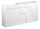 Cauvery 1536mm Standard Basin WC & 3 Drawer Unit Pack - White Gloss (Grey Cab)
