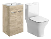 Volga 510mm Floor Standing Unit & Close Coupled WC Pack - Oak