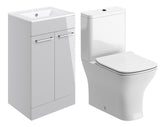Volga 510mm Floor Standing Unit & Close Coupled WC Pack - Grey Gloss