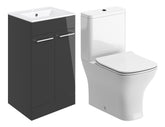 Volga 510mm Floor Standing Unit & Close Coupled WC Pack - Anthracite Gloss