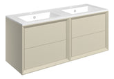 Press 1210mm Wall Hung 4 Drawer Basin Unit & 2TH Thin Edge Basin - Matt Cotton