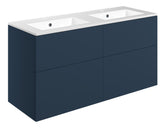 Stour 1210mm Wall Hung 4 Drawer Basin Unit & 2TH Basin - Matt Deep Blue