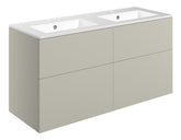 Stour 1210mm Wall Hung 4 Drawer Basin Unit & 2TH Basin - Matt Latte