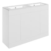 Stour 1210mm Floor Standing 4 Door Basin Unit & 2TH Basin - Matt White