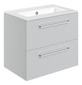 Volga 610mm Wall Hung 2 Drawer Basin Unit & 0TH Thin Edge Basin - Grey Gloss