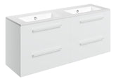 Volga 1210mm Wall Hung 4 Drawer Basin Unit & 0TH Thin Edge Basin - White Gloss