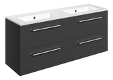 Volga 1210mm Wall Hung 4 Drawer Basin Unit & 0TH Thin Edge Basin - Anthracite Gloss