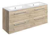 Volga 1210mm Wall Hung 4 Drawer Basin Unit & 0TH Thin Edge Basin - Oak
