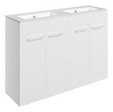 Volga 1210mm Floor Standing 4 Door Basin Unit & 0TH Thin Edge Basin - White Gloss