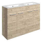 Volga 1210mm Floor Standing 4 Door Basin Unit & 0TH Thin Edge Basin - Oak