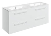 Volga 1210mm Wall Hung 4 Drawer Basin Unit & 2TH Thin Edge Basin - White Gloss