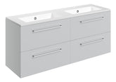 Volga 1210mm Wall Hung 4 Drawer Basin Unit & 2TH Thin Edge Basin - Grey Gloss