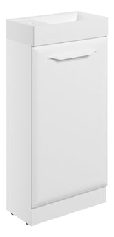 Miramichi 410mm Floor Standing 1 Door Cloakroom Basin Unit w/1TH Basin - Matt White