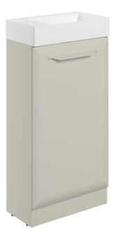 Miramichi 410mm Floor Standing 1 Door Cloakroom Basin Unit w/1TH Basin - Matt Latte