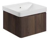 Kubes 500mm Wall Hung 1 Drawer Basin Unit & Basin - Textured Walnut