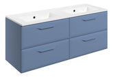 Miramichi 1210mm Wall Hung 4 Drawer Basin Unit w/2TH Basin - Matt Misty Blue