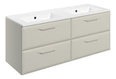 Miramichi 1210mm Wall Hung 4 Drawer Basin Unit w/2TH Basin - Matt Latte