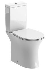 Sand Rimless Close Coupled Open Back WC & Soft Close Seat