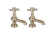 Tain Basin Pillar Taps - Brushed Brass