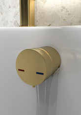 Bath Overflow Filler w/Integrated Valve - Brushed Brass