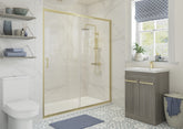 Clear 1000mm Sliding Door - Brushed Brass