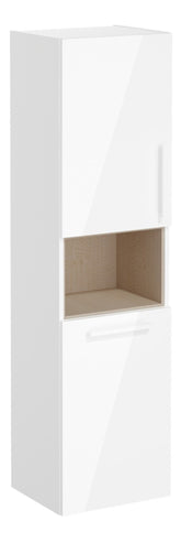 VitrA Root Flat 40cm 2 Door Semi-Tall Unit w/Laundry Basket (LH Hinge) - High Gloss White
