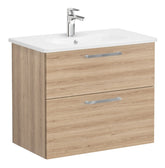 VitrA Zentrum 80cm 2 Drawer W/H Washbasin Unit - Natural Oak