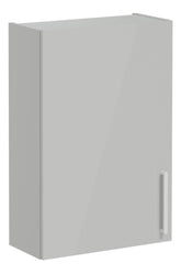 VitrA Root Flat 60cm 1 Door Upper/Wall Unit (LH Hinge) - Shiny Pearl Grey