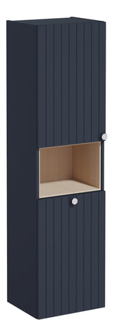 VitrA Root Groove 40cm 2 Door Semi-Tall Unit w/Laundry Basket (LH Hinge) - Matt Dark Blue