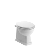 Sherford Back To Wall WC & Satin White Wood Effect Seat w/Br.Brass Finishes