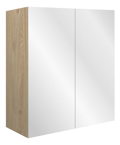 Cauvery 600mm Mirrored Wall Unit - White Gloss (Oak Cab)