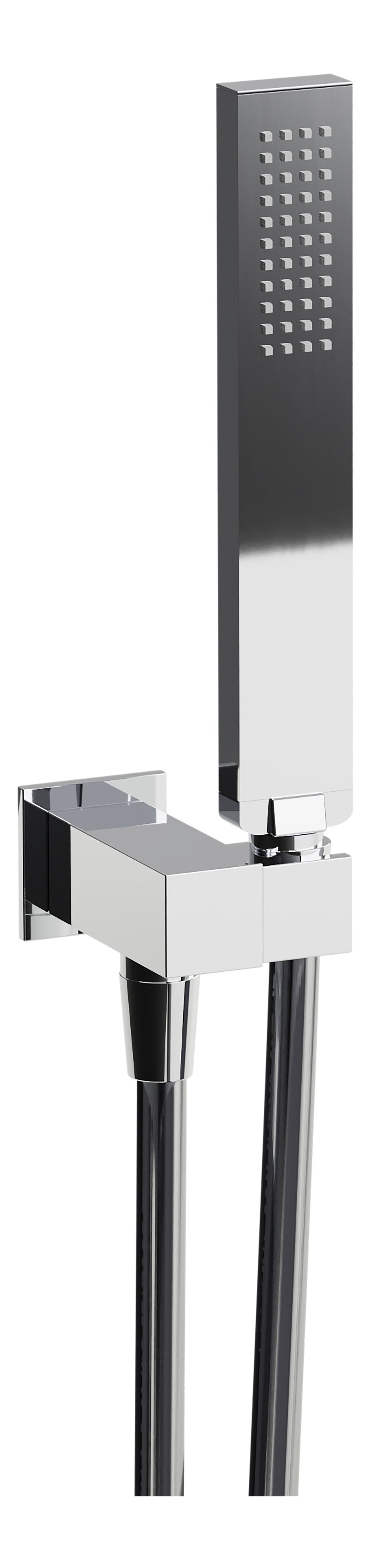 Abode Euphoria Square Wall Outlet  Handset & Bracket Set - Chrome